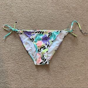 Floral side tie swim bottom